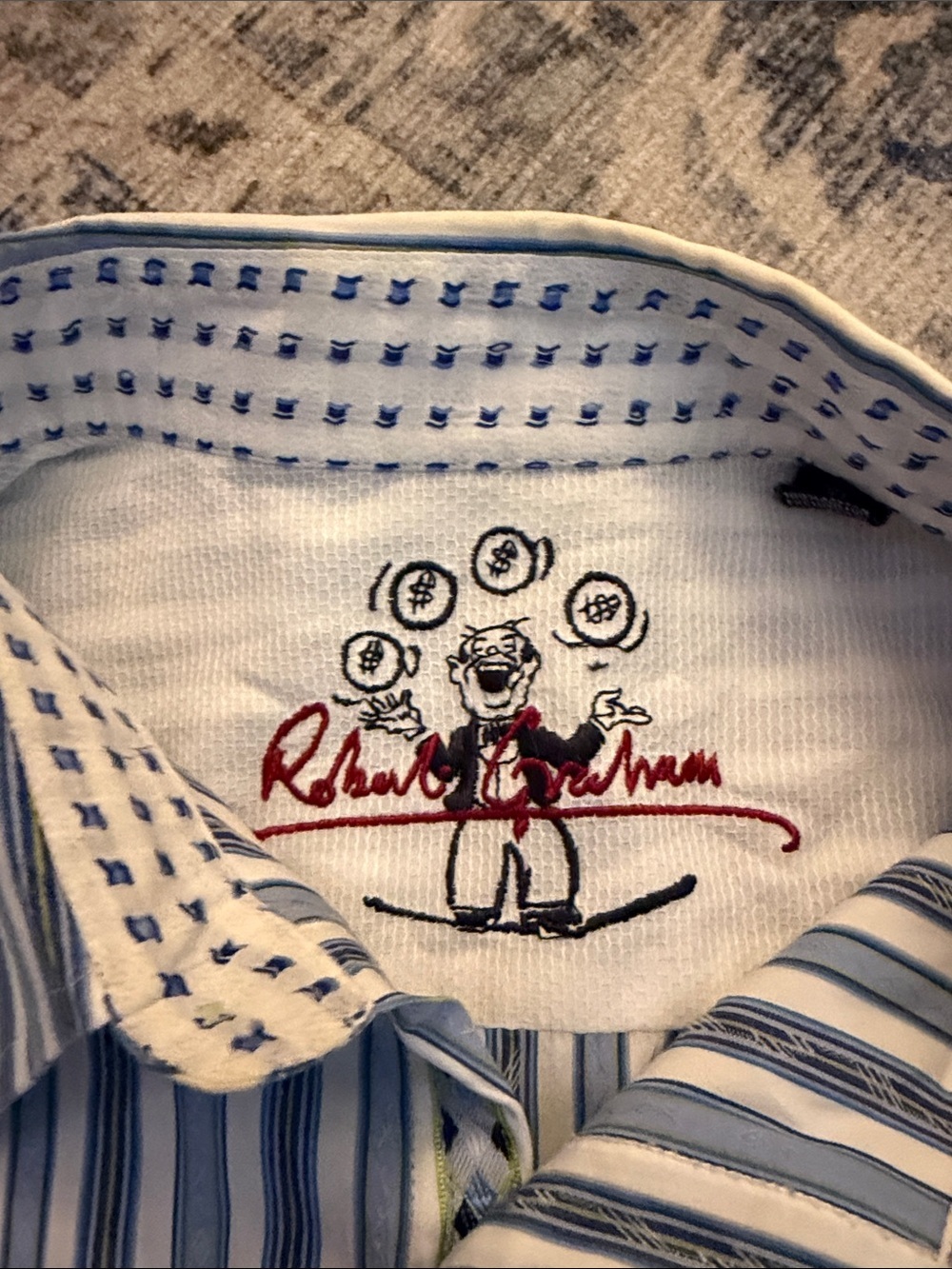 Robert Graham Blue & White Vertical Stripe Dress Shirt - Picture 2 of 3